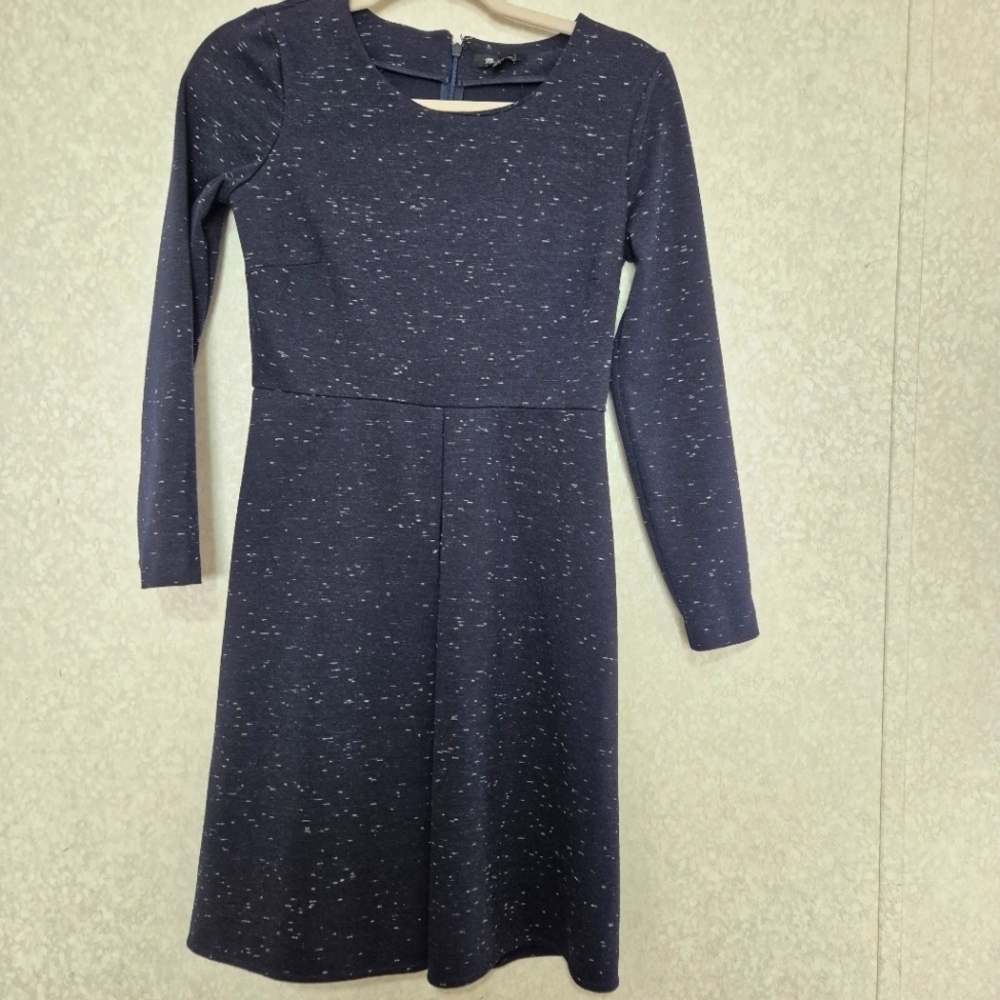 Madewell A-Line Navy and White Long Sleeve Dress..SIZE:2